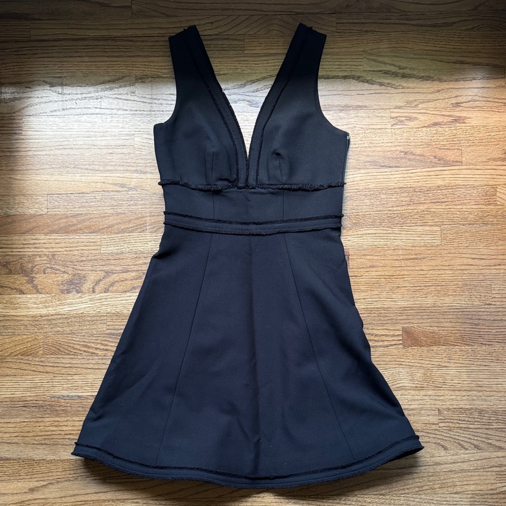 Cinq à Sept Black V-Neck Mini Dress